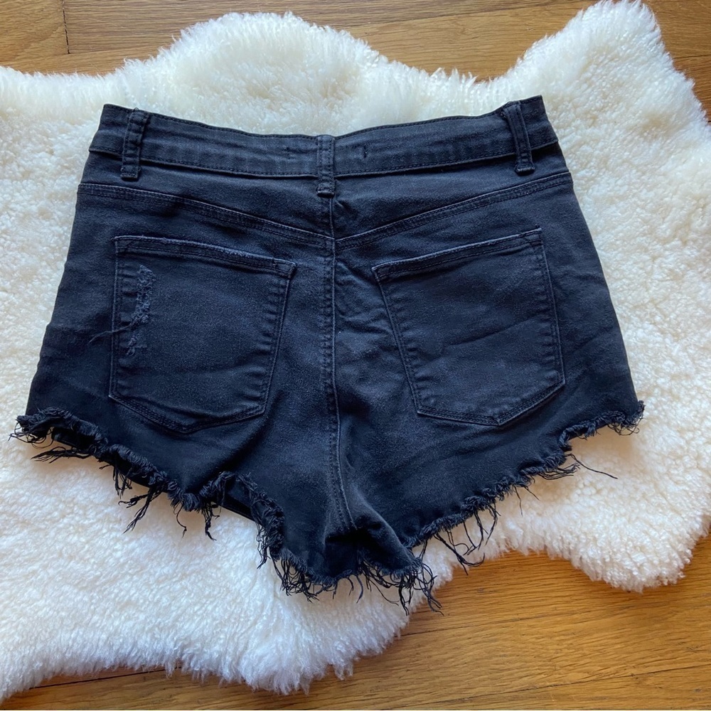 Kancan Distressed Black Denim Short - Picture 6 of 8